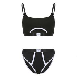 Bikini Air Bra & Panties Women New Sexy Low Waisted Thongs30815 Women's Clothing Chapter Open Umbilical Vest Shoulder Strap Adjustable Triangle Pants Underwear Set