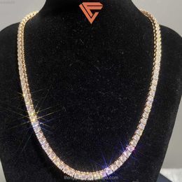 Top Sale Size 4mm Vvs Moissanite Diamond Tennis Chain 925 Sterling Silver with Rose Gold Plated Moissanite Tennis Chain