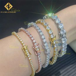 Zuanfa Fine Jewelry Necklaces Hot Sale 3/4/5mm Aaaaa Cz 925 Sterling Silver Bracelet Necklace