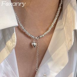 FOXANRY Vintage Punk LOVE Heart Necklace Party Jewellery for Women Summer New Fashion Simple Geometric Holiday Beach Accessories
