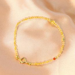 Link Bracelets Lucky Amulet Natural Citrine Bracelet For Women Red Agate Yoga Meditation Reiki Healing Quartz Crystal Bead Thin Anklets