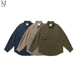 Men's Jackets Japanese Style Retro Outdoor Functional Work Shirt Men's Loose Autumn Cityboy Solid Colour Mountain