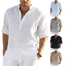Designer shirt men New Men's Casual Blouse Cotton Linen Shirt Loose Tops Long Sleeve Tee Shirt Spring Autumn Casual Handsome Men Shirts