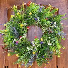 Decorative Flowers Fall Wreathes For Doors Front Door Wreaths Winter 35CM Wreath Spring And Summer Home Decorations Colourful Artificial