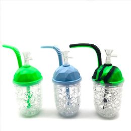 Latest Bottle Cup water Silicone bong pipe Hookahs with Glass Bowl Beaker Portable foldable Smoking Water Oil Rig