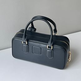 Miui Genuine Designer Lady Pillow Bag Leather Top-handle Bags Designer Handbag Light Padding Zipper Closure Rectangular Tote Purse 27cm