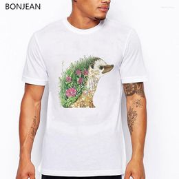 Men's T Shirts 2023 Summer Shirt Men Mushrooms Hedgehog Printed Mens Funny White Oversized Man's T-shirt Plus Size