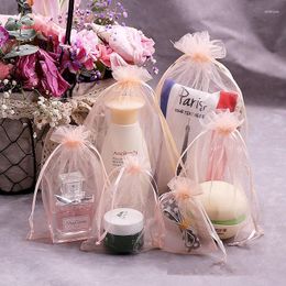 Gift Wrap 50pcs Organza Bag Jewelry Candy Packaging Wedding Birthday Packing Favors Present Sweets Pouches