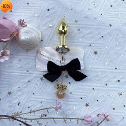 Massage 3 Size Metal Anal Plug with Bow Bells Stainless Sexy Rabbit Cosplay Sex Toys for Women Couples Adult Flirt Butt Plug