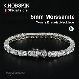 Chain KNOBSPIN 5mm Molten Silica Tennis Bracelet Necklace Suitable for Women 925 Sterling Silver D VVS1 Laboratory Diamond With GRA Certified Jewellery 230512