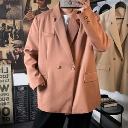 Men's Suits & Blazers Fashion Suit Casual Business Solid All-match Trend Loose Poster Style Jackets Retro Spring Autumn Oversize Clothing