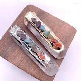 Pendant Necklaces 7 Chakra Natural Gemstones Crystal Perfect 20" PU Cord Chain Clear Charging Chip Stone