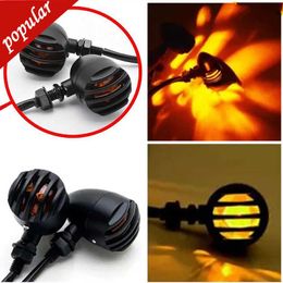 New 2PCS Retro Motorcycle Turn Signals Fence Metal Shell Modified Stop Signal Flashing Light Amber Signal Lamp for Honda Yamaha