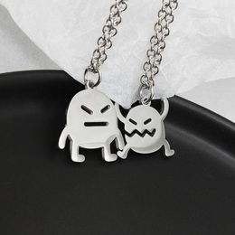 Pendant Necklaces Funny Cartoon Man For Women Men Cute Korean Fashion Emo Titanium Steel Couple Jewellery Kpop Sweater Chain 2023 Party Gift