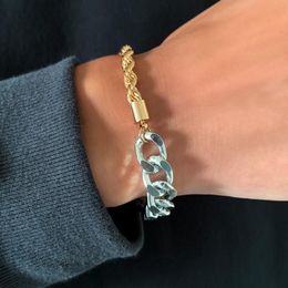 Charm Bracelets IngeSight.Z Mix Colour Twisted Metal Rope Chain Bangles Men Miami Curb Chunky Friendship Wrist JewelryCharm