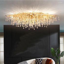 Chandeliers Crystal Ceilinglights Luxury Golden Branch Fixture Living Room El Lobby Island Decoration Light