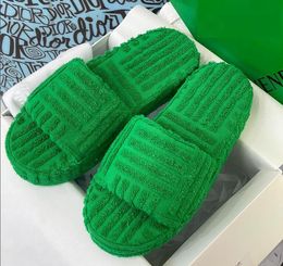 Slippers Green Towel Platform Women Slipper Shoes Open Toe Slip On 2023 Autumn Winter And Men Lovers Shoe Chic Flipflop