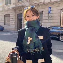 Scarves Style Cashmere Color Matching Scarf For Women In Autumn And Winter2023Extra Long Wavy Stripe With Warm Fashionable Tassel