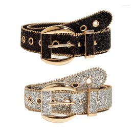 Belts Punk Rhinestone Women PU Leather Strap Western Cowboy Y2K Girls Fashion Belt For Jeans Men 964A