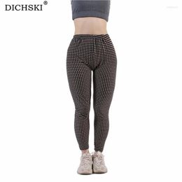 Active Pants DICHSKI Push Up Plaid Leggings For Fitness High Waist Workout Tights Sport Woman Yoga Spring And Autumn Printed Soft Gym