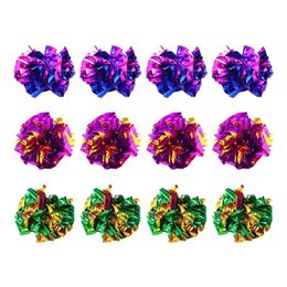 Cat Toys Mylar Crinkle Balls Interactive Toy For Exercise 1.8" Twin-Color 12Pcs