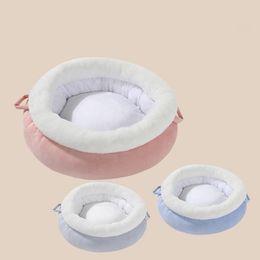 Cat Beds & Furniture Winter Warm Litter Thick Plush Non-slip Mat Kennel Four Seasons General Round Pet Wholesale