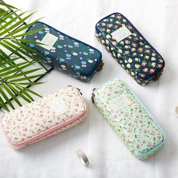 Cute Pencil Case High Capacity Floral Bag Pouch Stationery Organiser Multifunction Cosmetic Makeup Pen Holder