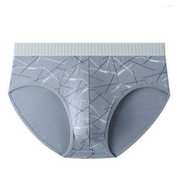 Underpants Sexy U Convex Cock Pouch Men Briefs Scrotum Bulge Underwear Seamless Thong Panties Elastic Lingerie Breathable Undies Printed