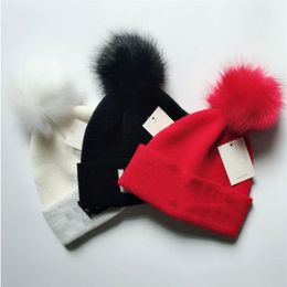 Winter Brand Female Fur Poms hat Winter Hat For Women Girl 's Hats Knitted Cap Thick Women Skullies Beanies282w