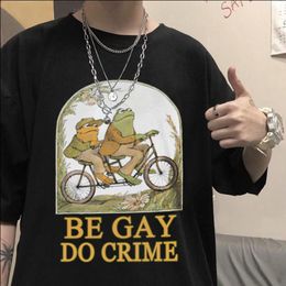 T-Shirt Frog And ToadBe Gay Do Crime Short sleeve t shirt Cotton ONeck Male Harajuku Anime Tshirts Retro Unisex Tops clothes gift