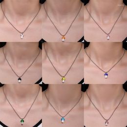 Chains Colorful Glass Crystal Mushroom Pendant Necklace For Women Stainless Steel Chain Couple Charms Jewelry Gifts