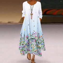 Casual Dresses Women's Summer Dress Plus Size Floral Print Bohemian Beach Loose Long Maxi