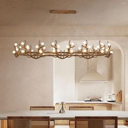 Pendant Lamps Wabi-sabi Antler Chandelier Zen Living Room Dining Imitation Wood Branches Nordic Creative Personality Long Lamp