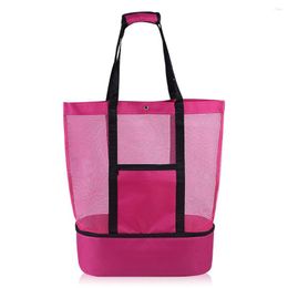 Storage Bags Mesh Beach Bag With Shoulder Straps Large Capacity Women Tote Reusable Handbag Carrier Shopping Supplies Accessories