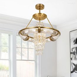 Pendant Lamps Simple Post-modern Crystal Chandelier Luxury Atmospheric Living Room Copper Lamp High-end Exquisite Dining Villa Lighting