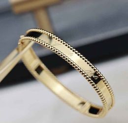 2023 Luxury quality v gold material charm punk band bracelet with words design in three Colours plated have box stamp PS5117