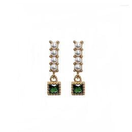 Stud Earrings Large Pearl Pendant Long Trend Exquisite Women's Jewelry Earrring Elegant Emerald Fashion