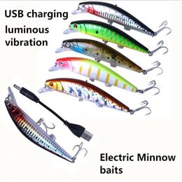 Twitching Lure 12cm 19g 4 72in 0 67oz Electric Minnow baits luminous vibration USB charging lure fishing bait Hard Baits High-qual2549