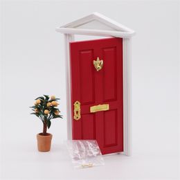 Mini Wooden Door 1:12 Dollhouse Miniature Wooden Door Fairy Door for Fairy Tale Education Learning Toy 1224294