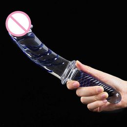 Crystal Glass Hold Heat with Big Anal Dildo G-point Stimulation Masturbation Women Sex Toy Stack