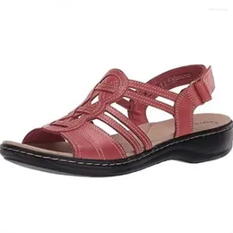 Sandals Summer Plus Size 43 Women Flat Casual Open Toe Beach Women's Low Heel Shoes Wedges Woman Footwear Red