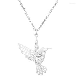 Pendant Necklaces Stainless Steel Necklace For Women Men Hollow Delicately Carved Hummingbird Dangle Charms Year Chains Gift