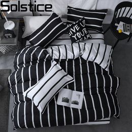 Bedding sets Solstice Bedding Set Duvet Cover Pillowcase bed linens Set Black And White Stripe Printing Quilt Cover Bed Flat Sheet Queen Size 230512