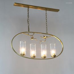 Pendant Lamps Vintage Bedroom Copper Nordic Bird Lamp Modern Restaurant Full Glass Chandelier Antique Style Light Lights