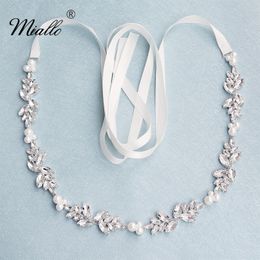 Waist Chain Belts Miallo Fashion Flowers Austrian Crystal Pearls Wedding Belts Sashes for Dress Jewelry Accessories Bridal Women Sash 230512