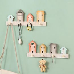 Hooks House Shape Wooden Hook Natural Wood For Baby Kids Girl Room Decor Space Saving Home Decoration Wall Storage Rack