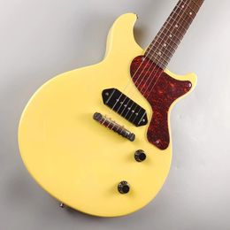 Çift Kesilmiş Junior 1959 Özel TV Sarı Elektro Gitar Siyah Pickguard, P90 Pikaplar, Sarma Arracı Kuyruk Yayını, Vintage Tuner