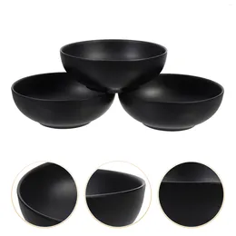 Dinnerware Sets 3 Pcs Melamine Japanese Noodle Bowl Deep Bowls Dip Chinese Black