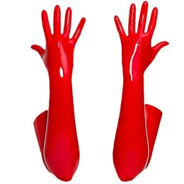 PVC Gloves Sexy Women Faux Leather Shiny Latex Long Punk Mitten Party Clubwear Cosplay Stage Costume Accessories 230512