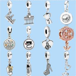 925 charm beads accessories fit pandora charms jewelry High Quality Gift Charles Bridge Prague Teacher Coffee Lovers Sneaker Shoe Pendant